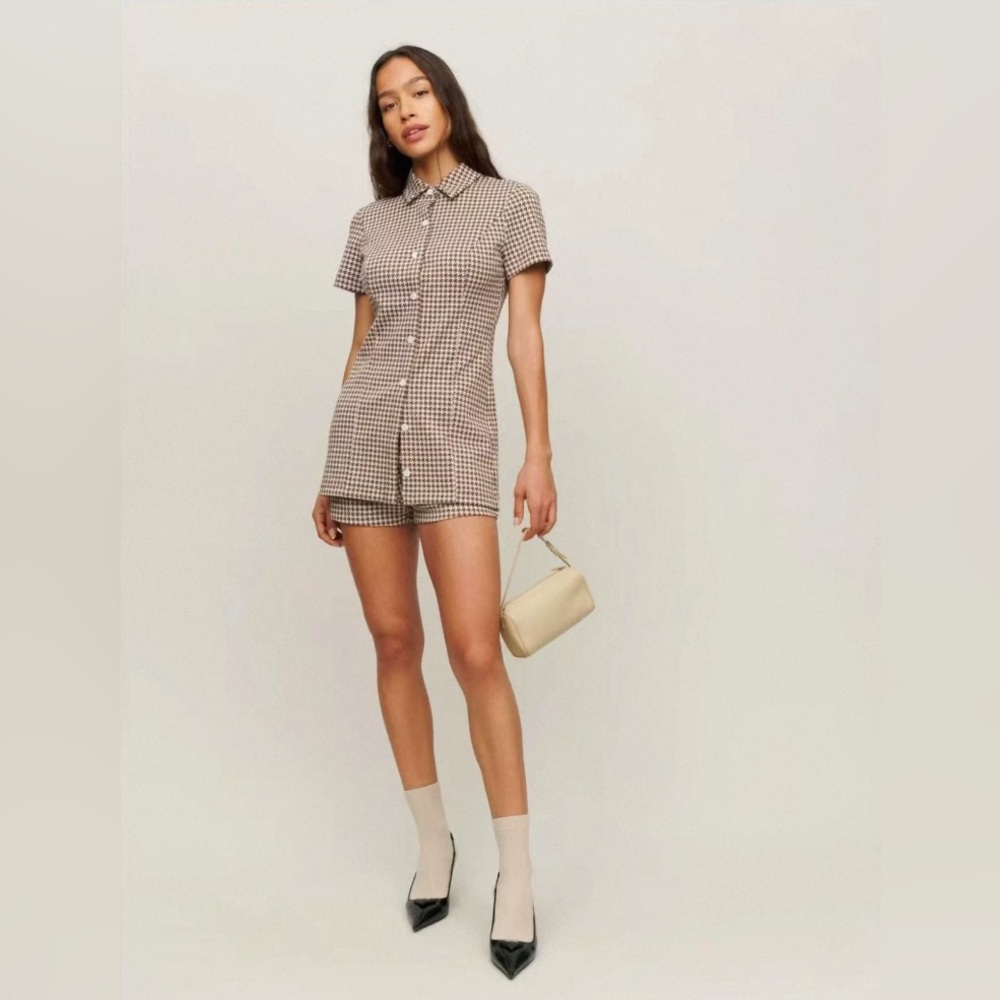 NEW Reformation Reiss Checked Button-Front Knit Two Pieces Set